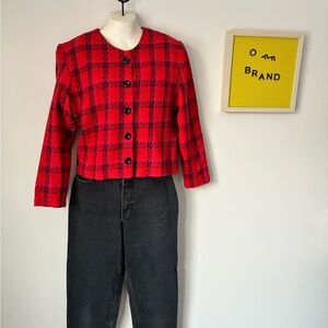 Positive Attitude Red and Black Plaid Jacket